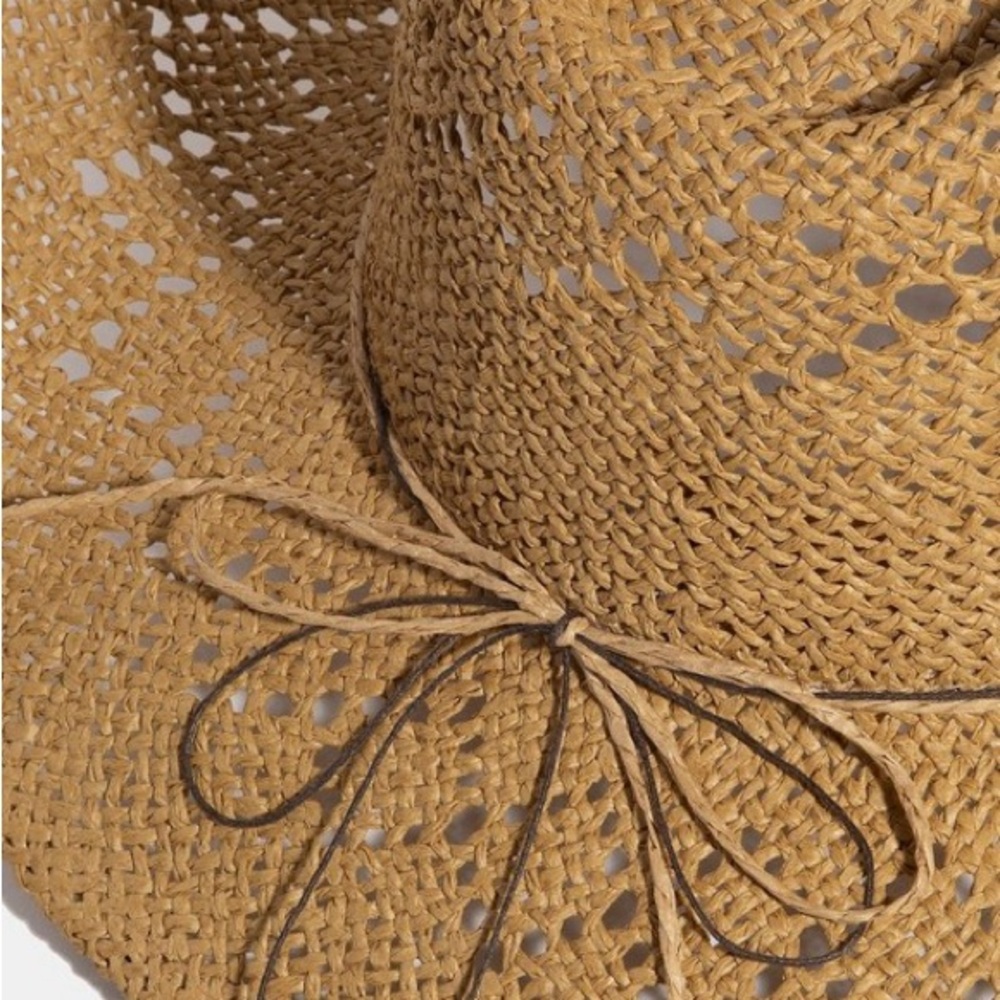 Fame Turquoise and Shell Star Beads Strap Western Straw Hat - Picture 3 of 6